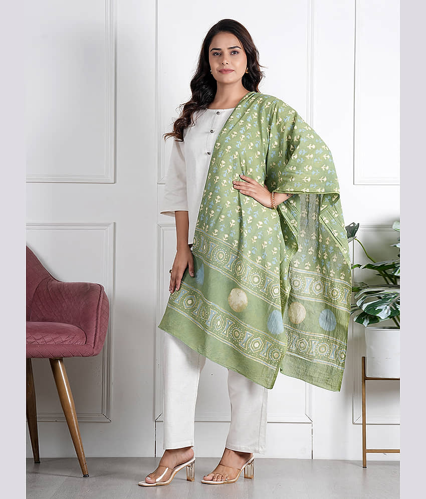 STYLE SHOES Green Cotton Blend Women's Scarf ( Pack of 1 ) view 2