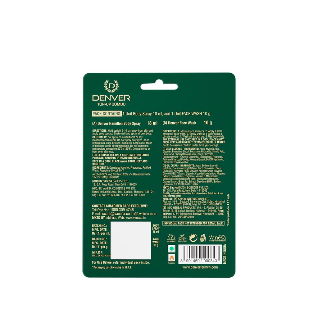 Denver Top-Up Combo with Hamilton Body Spray & Face Wash(Pack of 4) view 2