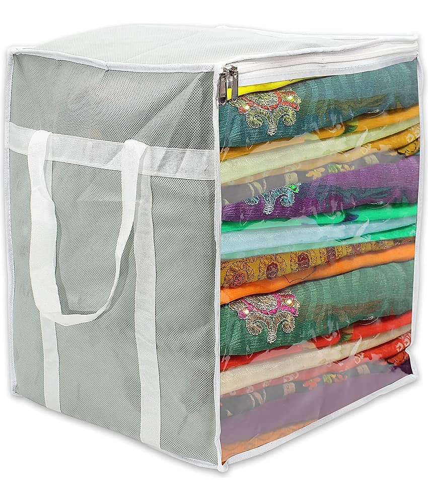 Sh Nasima L Saree Cover / sari organizer with handles and transparent front ( 15*12*15 In),(Pack of 2) view 2