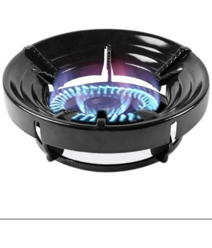 RAMDEV ENTERPRISE Gas Saver Burner Stand Gas Burner Cover Gas Saver Jali Home Gas Stove Fire & Windproof Energy Saving Stand Gas Stove Stand Protector Max Gas Saviour Silver Open (PACK OF 2)(BLACK). view 2