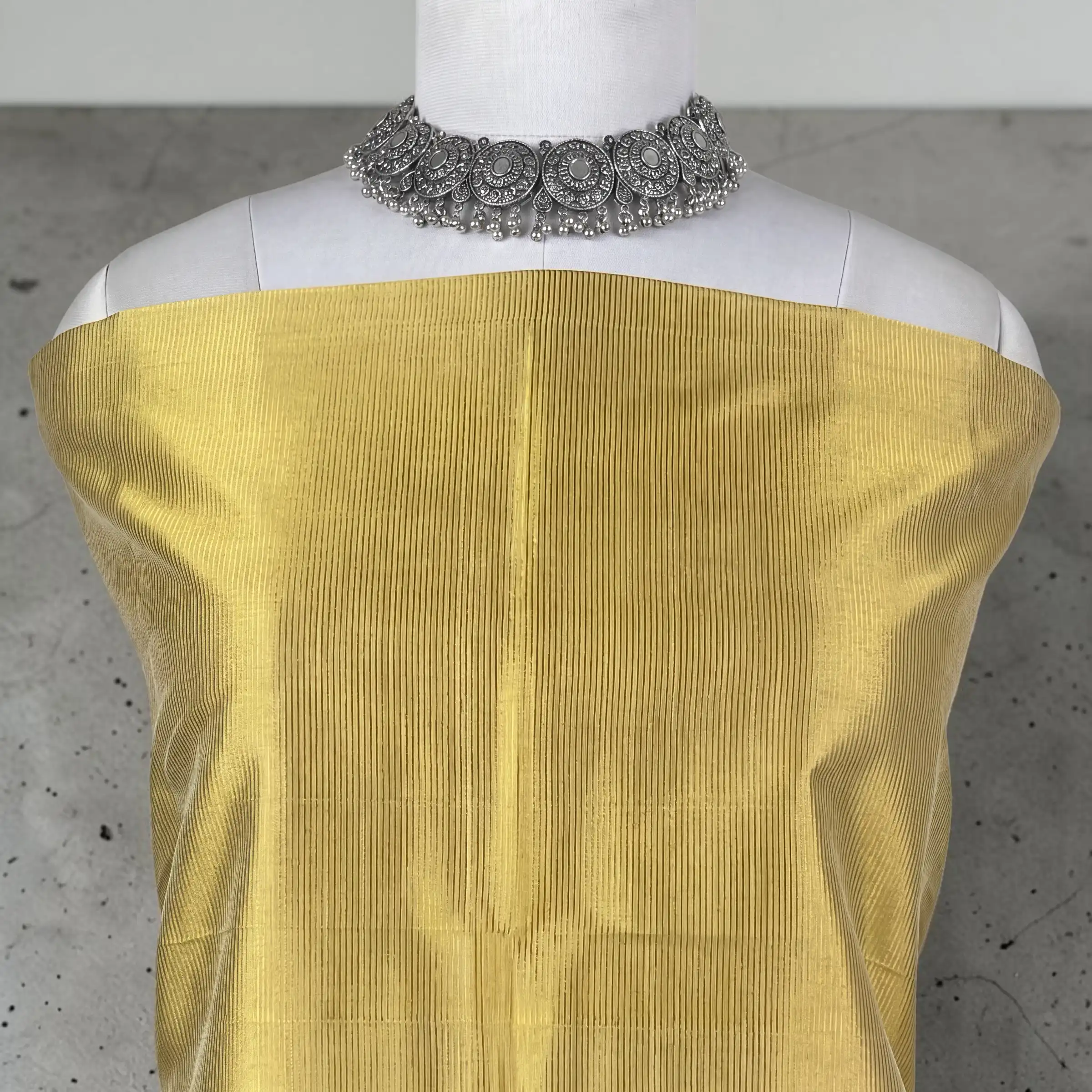 Parrot Green Mangalgiri Cotton 3-Piece Dress Material with Temple Border view 2