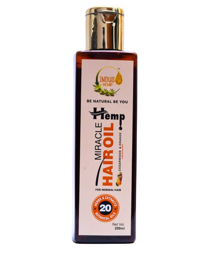 INDUS HEMP MIRACLE HAIR OIL | 200ML | CEDARWOOD & ORANGE | FOR NORMAL HAIR | 20 HERBS & BOTANICAL OILS | view 2