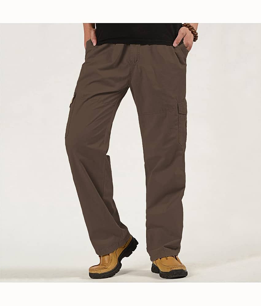 Reoutlook Regular Flat Men's Cargos - Gold ( Pack of 1 ) view 2