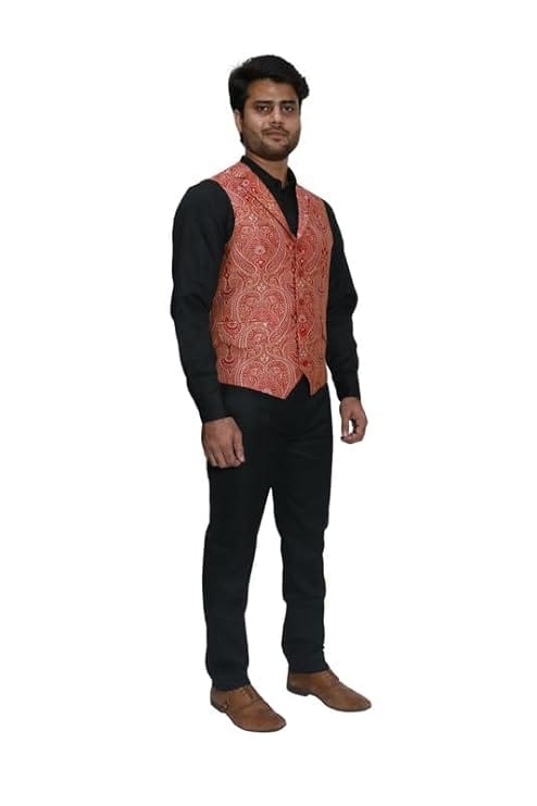 Adam In Style - Luxe Jacquard Nehru Waist Coat/Party/Formal/Wedding Attire/Polyester Fabric/Size XS To XXXL view 2