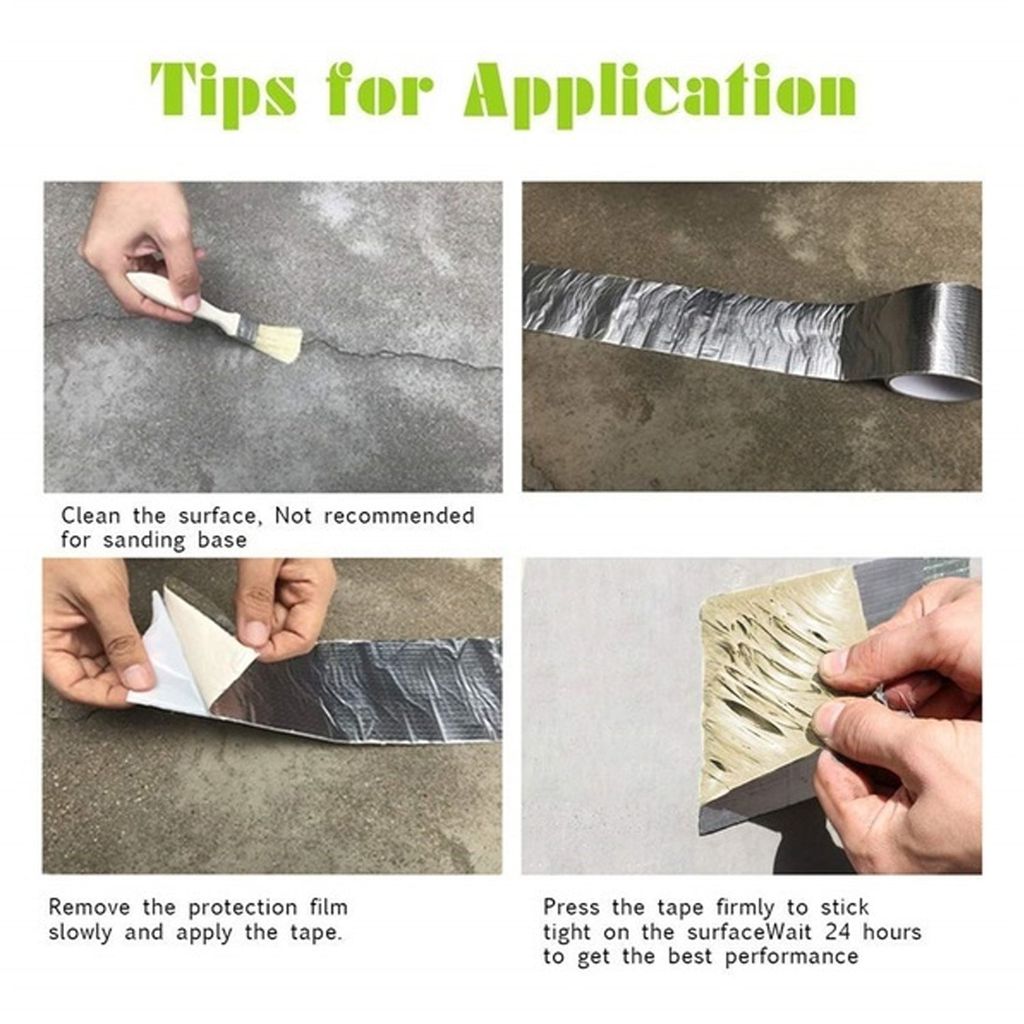 Leakage Repair Waterproof Tape - Aluminium Foil Tape with Butyl Rubber for Pipe & Roof Leaks 5CM x 5M Pack Of 1 view 2
