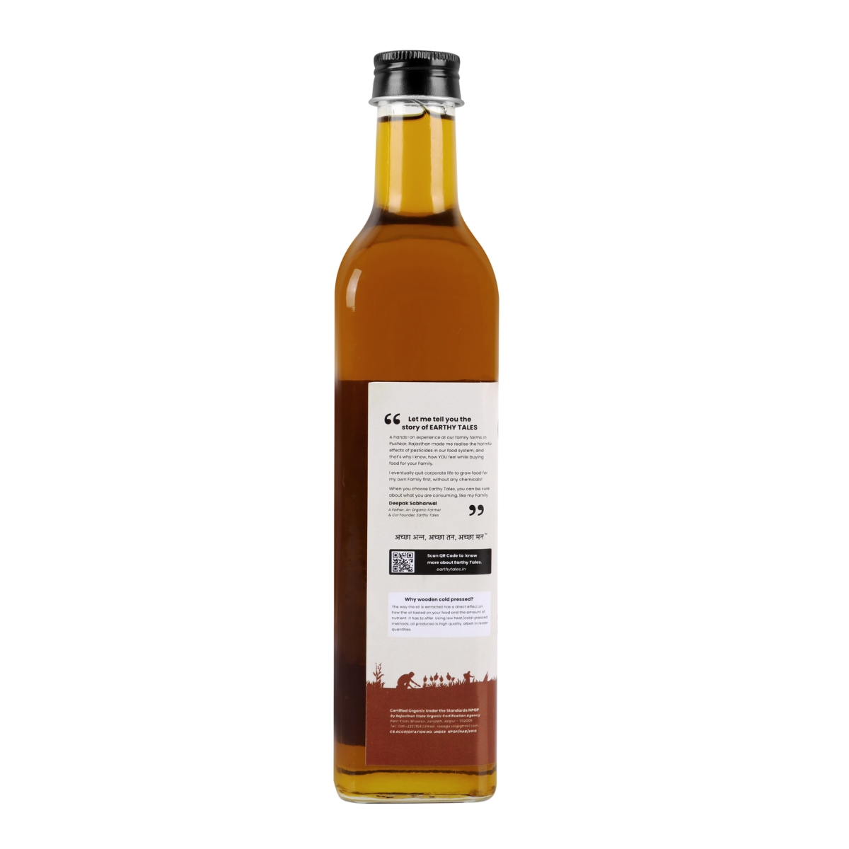 Earthy Tales Organics Wooden Cold Pressed Mustard Oil (Black) | Traditional Kachi Ghani | Natural & Organic, 1 L view 2