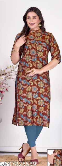 Muslin Tai Patti Straight Kurta with Buttons & Side Pocket Elegant Wear view 2