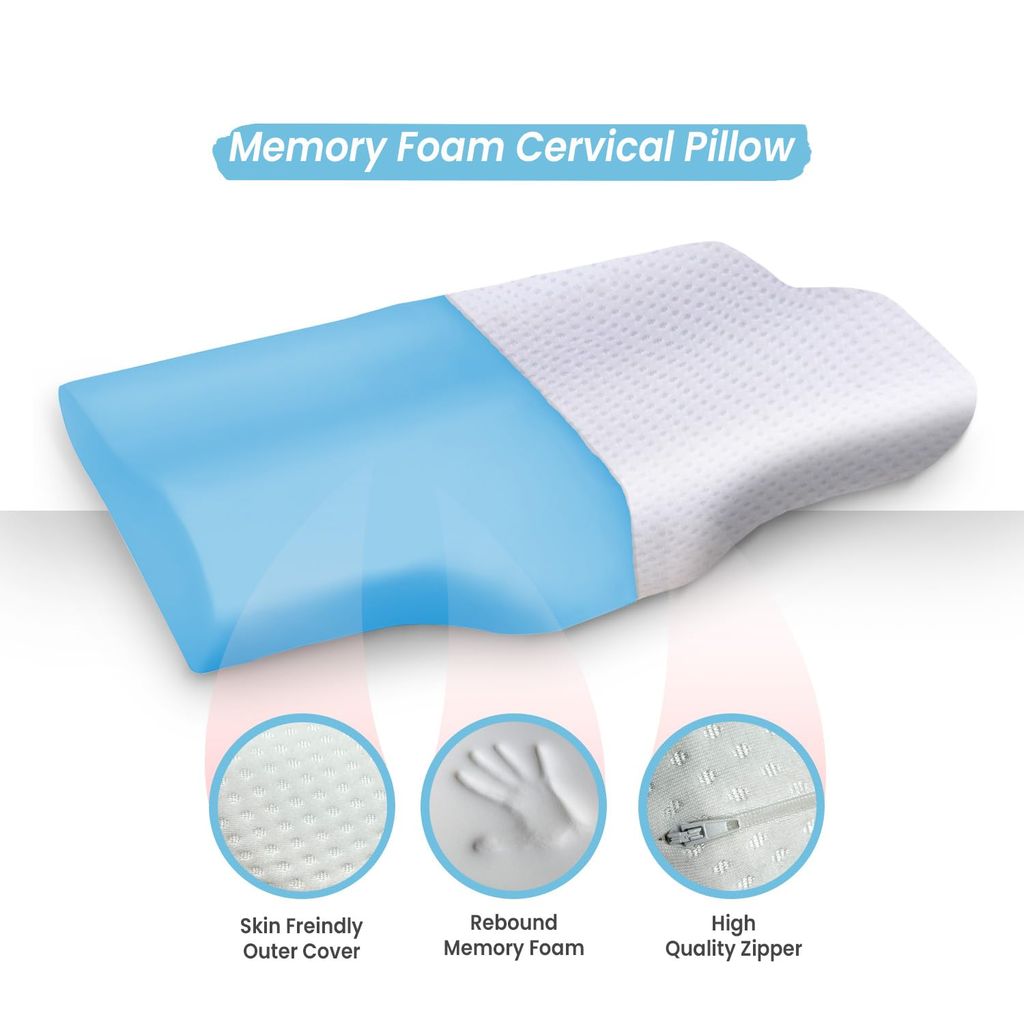 Sleepsia Gel Memory Foam Pillow - Contour Cervical Pillow for Neck & Shoulder Pain - Orthopedic Pillow for Neck Support, Neck Cervical Sleeping Pillows for Side & Back Sleepers (White) view 2