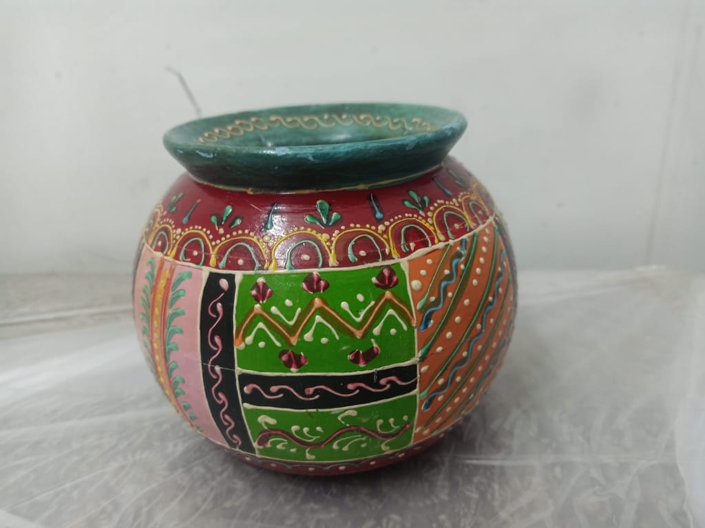Multicolor Painted Wooden Pot for Plant Wall Decor view 2