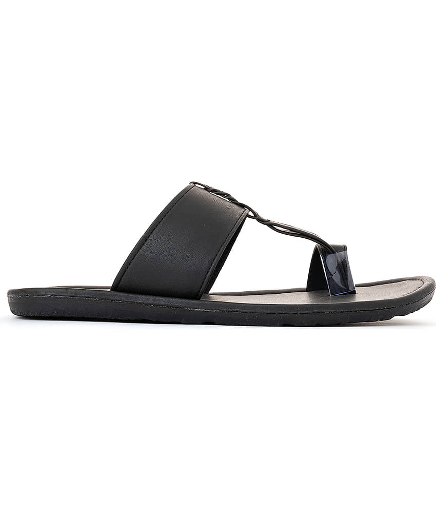 Khadim's - Black Men's Leather Slipper view 2
