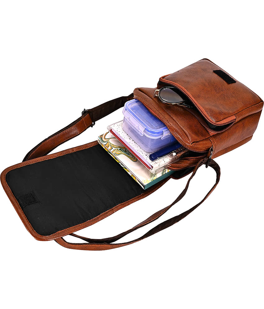 ZAIKO BAGS Tan Textured Messenger Bag view 2