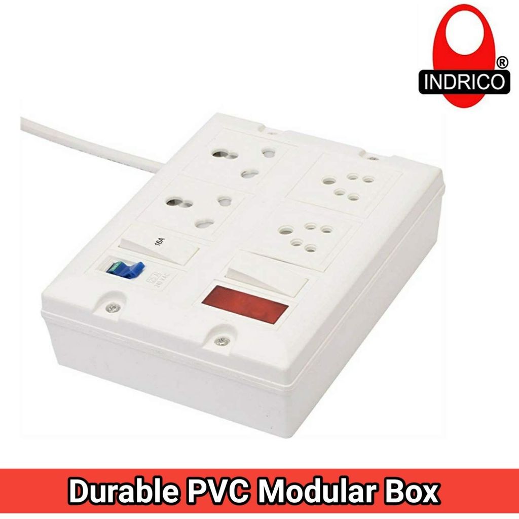 INDRICO? Heavy Duty Polycarbonate Power Strip Extension Box (White) with 8M Heavy Wire view 2
