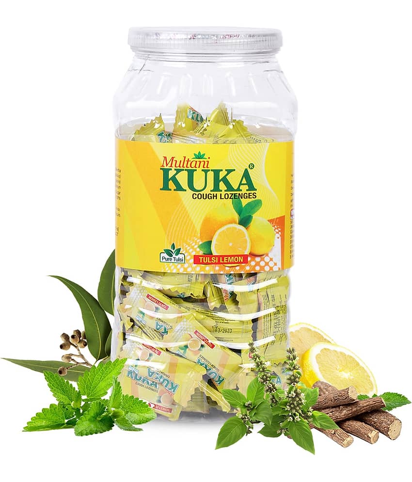 Multani kuka Cough Lozenges Tulsi Lemon Jar Pack of 2X 150 Lozenges