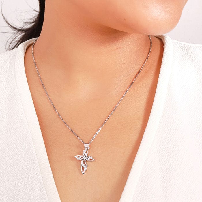 Silver Divine Cross Pendant with Chain view 2