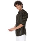 Mufti Black & Yellow Pin Stripe Slim Fit Casual Shirt view 2