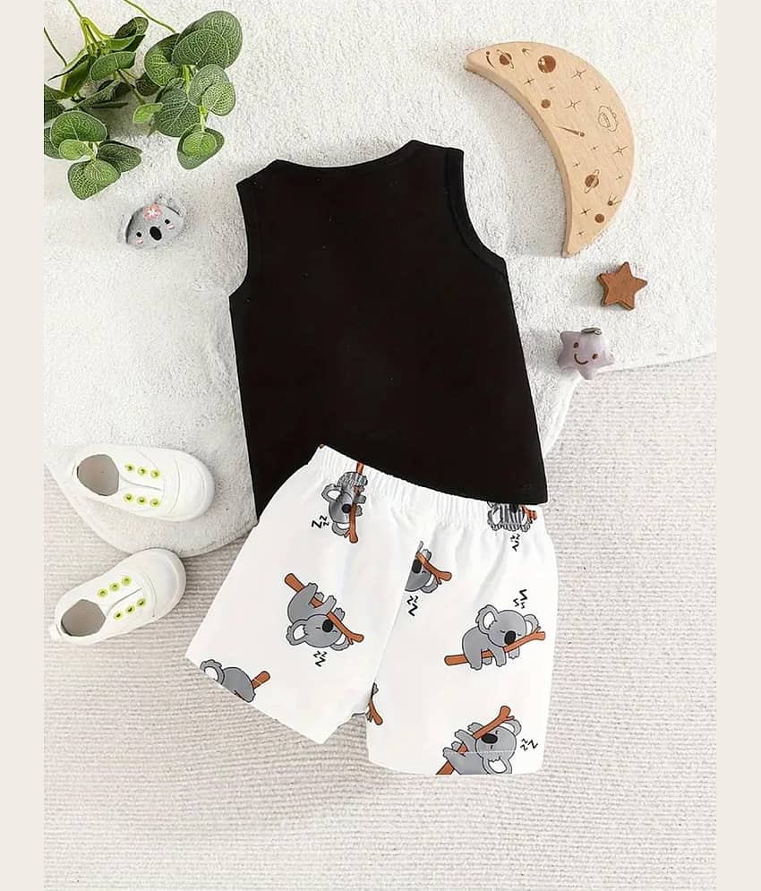 CUTEVIBE Pack of 1 Unisex for Baby Cotton Blend T-Shirt & Shorts ( Black ) view 2