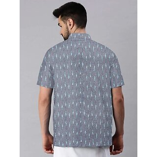 OMSAIFAB Men Self Design Casual Silver Shirt view 2