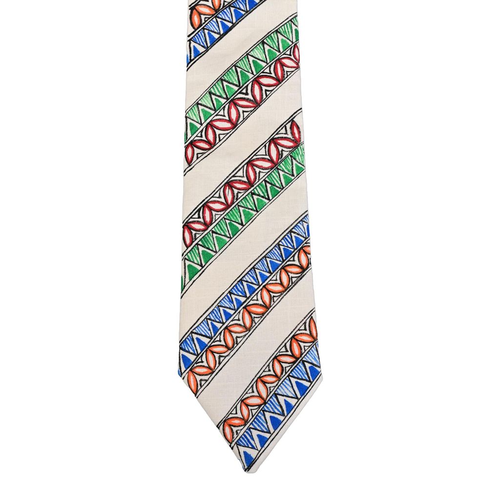 Pure Cotton Handmade madhubani Tie Multi Colour Elegance for Formal and Business Wear, Handcrafted, Handpainted SH (Size standard) view 2