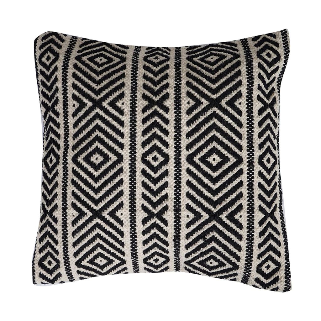Lalawat-Export Cushion Cover Cotton Throw Pillows Boho Handmade Knit case Sofa Decor Fringes (Square, 16x16 Inches) LLE_20