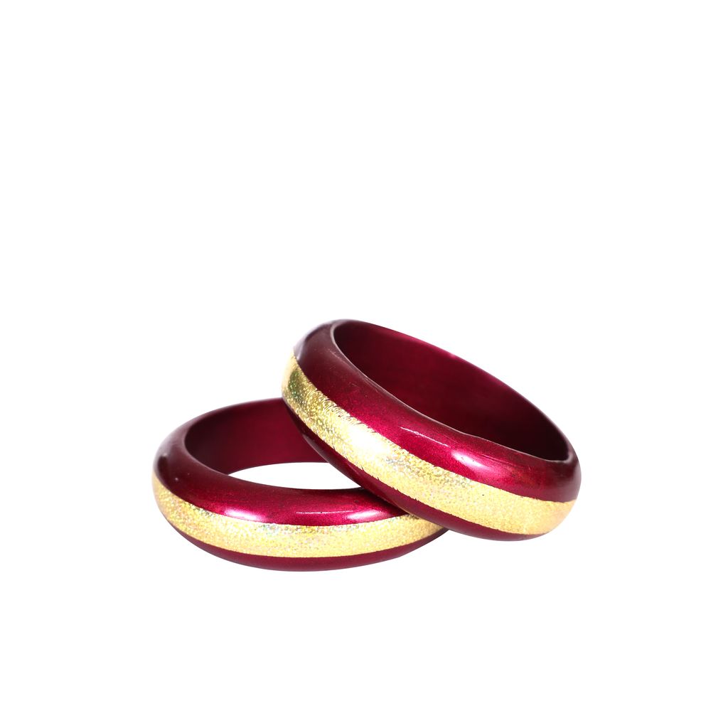 FHS traditional Rajasthani Handmade Round Shape Lac Bangles - Maroon view 2