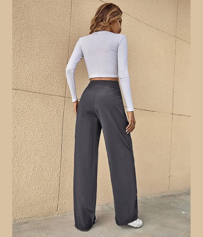 kotty Women Rayon Blend Korean Trousers ( Grey ) view 2
