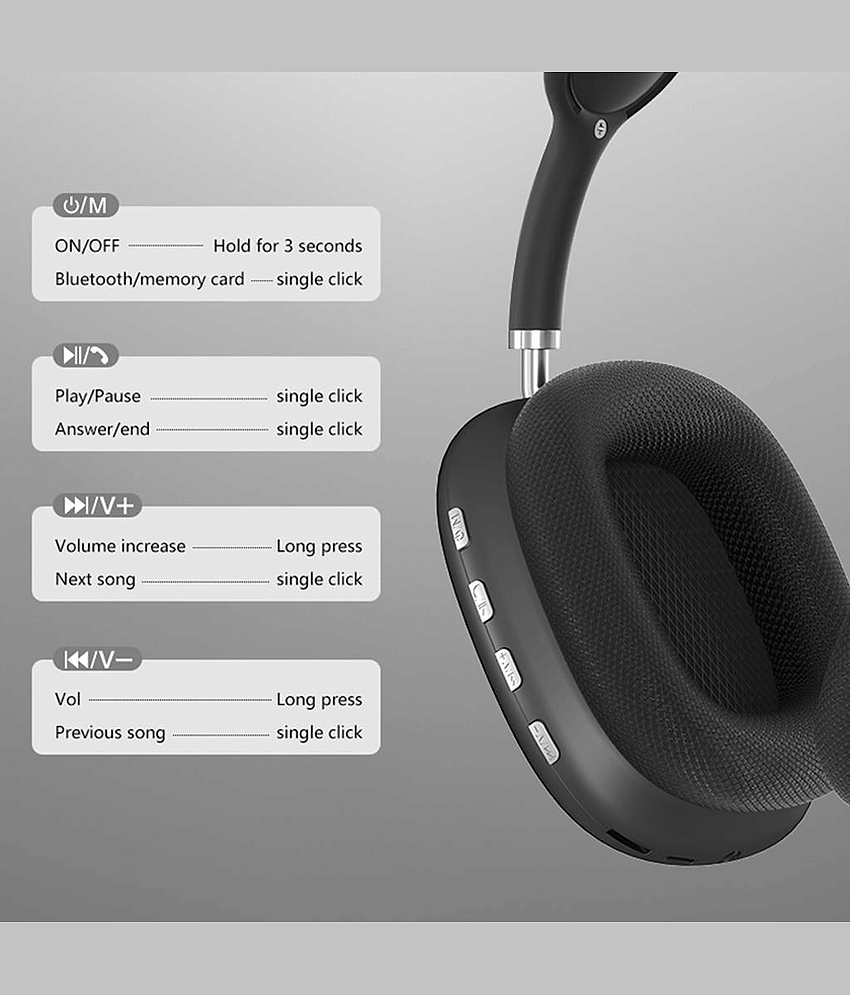 OLIVEOPS P9 Blue Headphones Bluetooth Bluetooth Headphone On Ear 4 Hours Playback Active Noise cancellation IPX4(Splash & Sweat Proof) Blue view 2