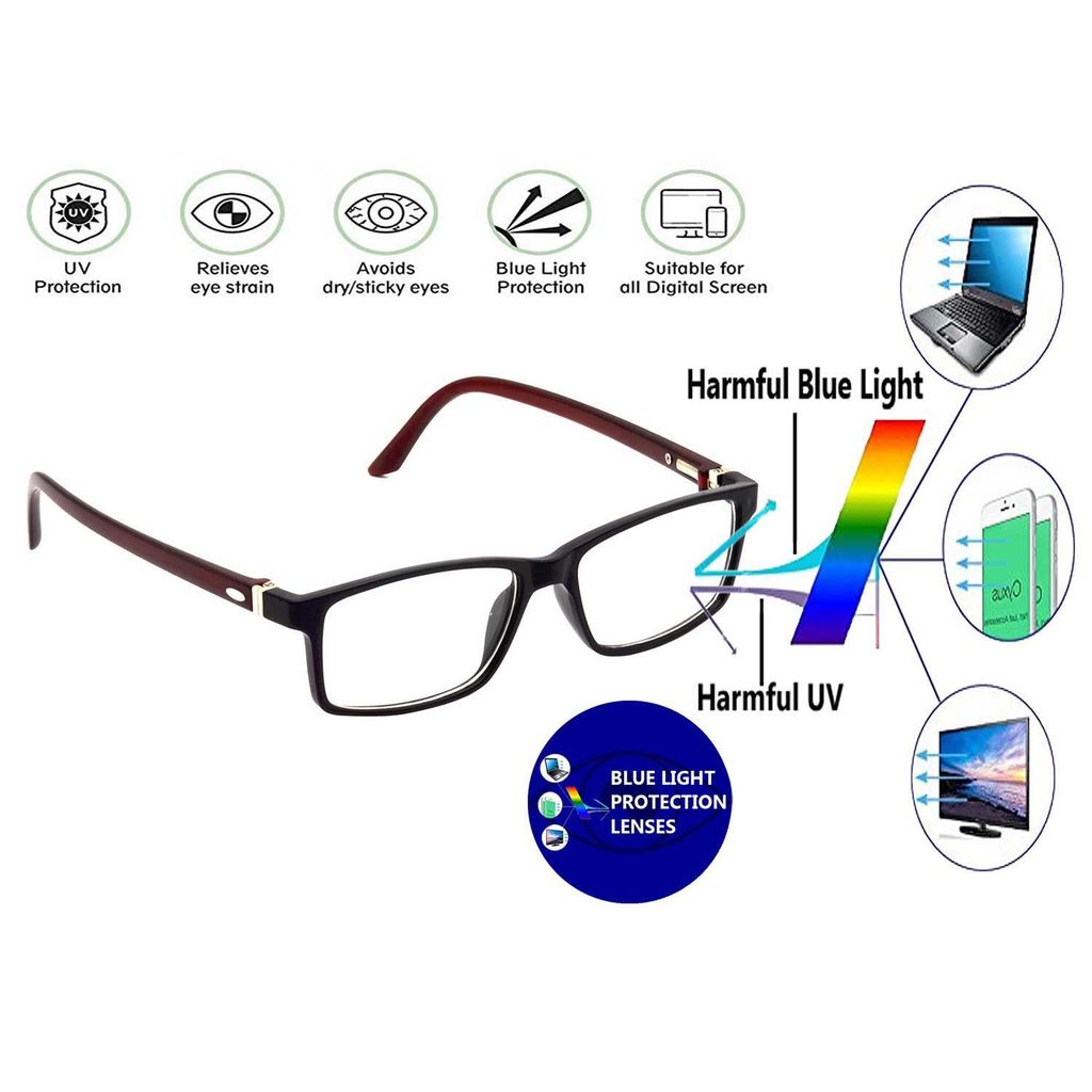Hrinkar Blue Light Blocking Zero Power Computer Glasses for Eye Protection with Blue Cut Lenses for Men & Women | Brown and Black | HBCT-FRM-BK-BWN-17