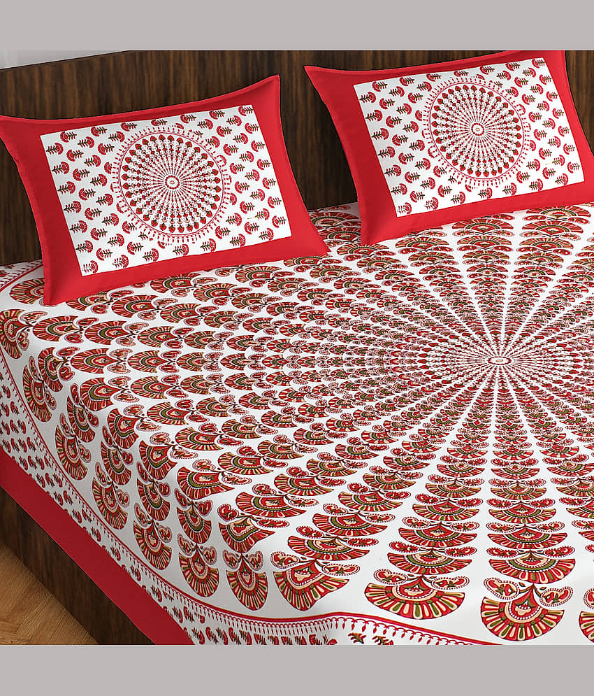 Cosito Cotton 1 Double Bedsheet with 2 Pillow Covers ( Multicolor ) view 2