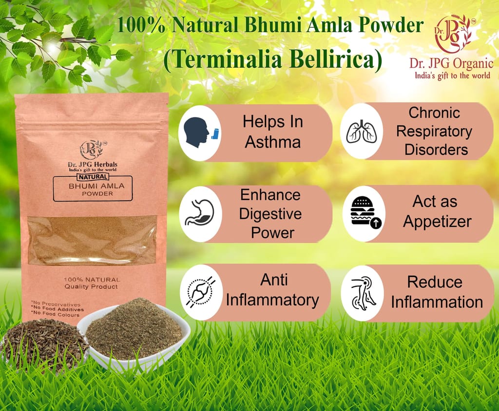 Dr. JPG Organic Herbals Bhumi Amla Powder 200g Phyllanthus Niruri ISO & GMP Certified view 2