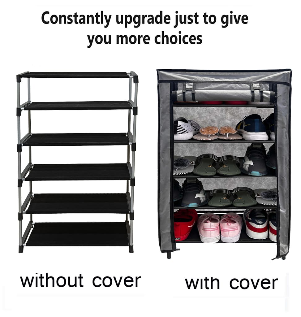 PHILOSHOP 5-Tier Metal Shoe Rack with Dustproof Cover – Space-Saving Storage Organizer for Entryway view 2