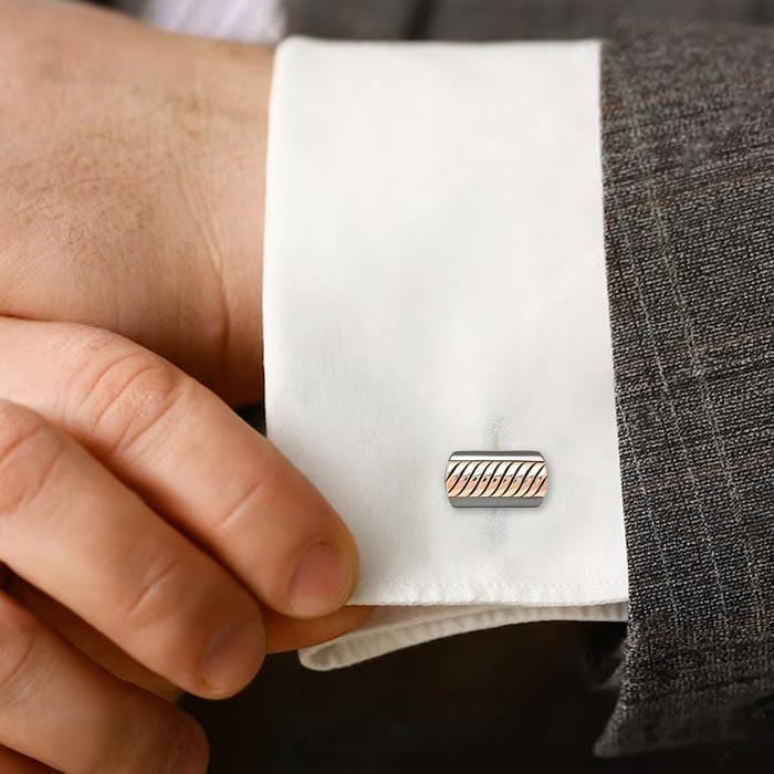 18k Rose Gold Plated Silver Wavy Limited Edition Cufflinks view 2