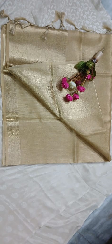 Golden Tissue Brocade Fabric view 2