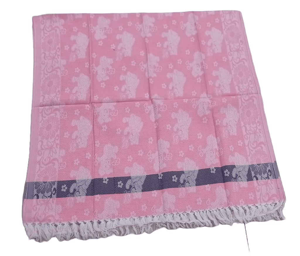 Pink Baby Blanket with Teddy Bear Design view 2