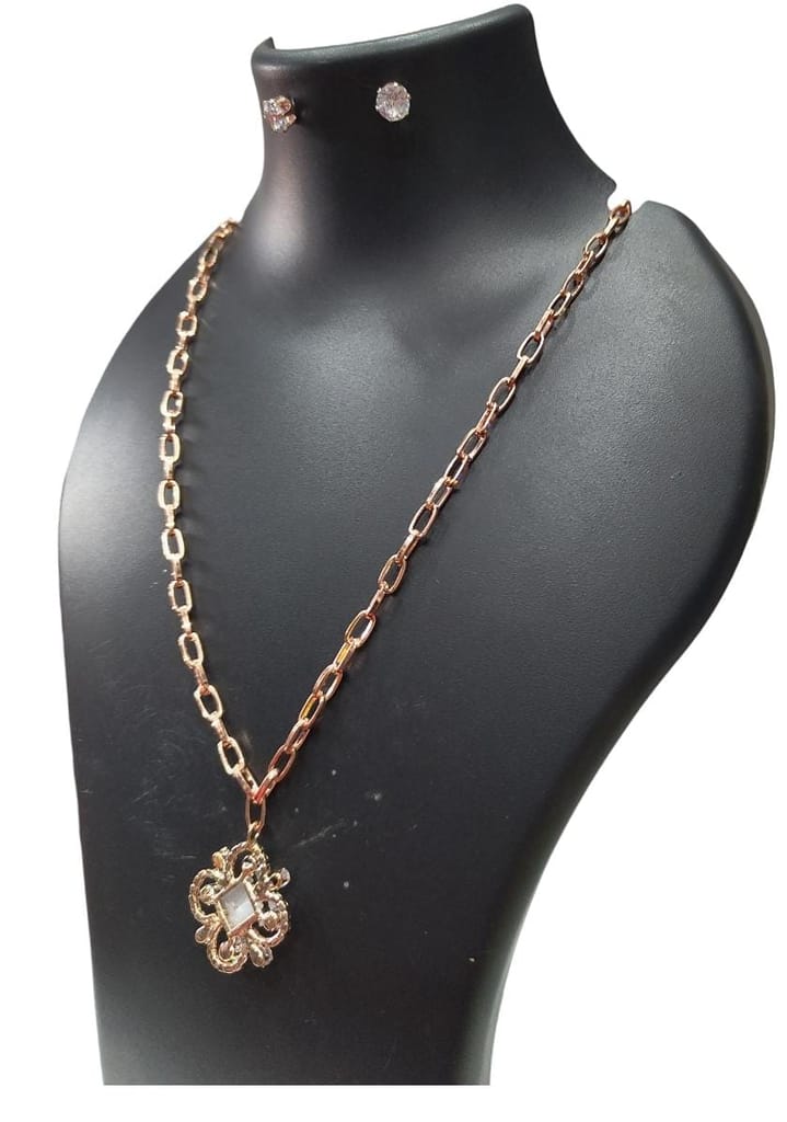 Gold Plated Traditional Indian Necklace Set with Earrings for Women view 2