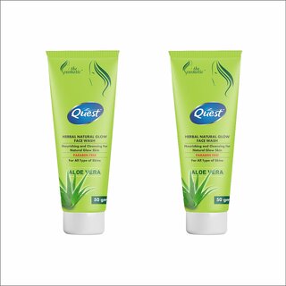 Quest Herbal Natural Glow Aloe vera Face Wash (pack of 3)50gm