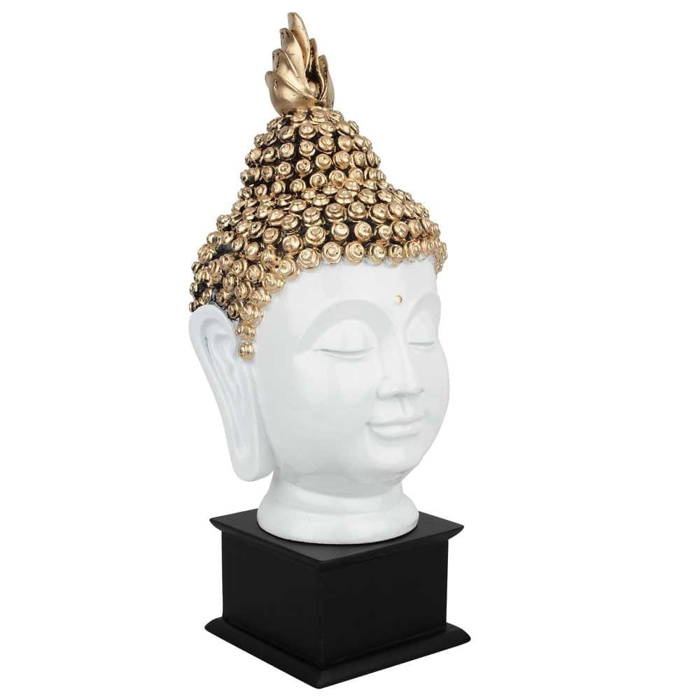 Craftlayout Resin Buddha Head Statue With Base White view 2