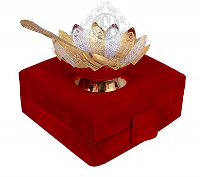 Bowl Sets with Spoon Used for Dry Fruit, Sweets and Home Decor with Velvet Box Gift Items view 2