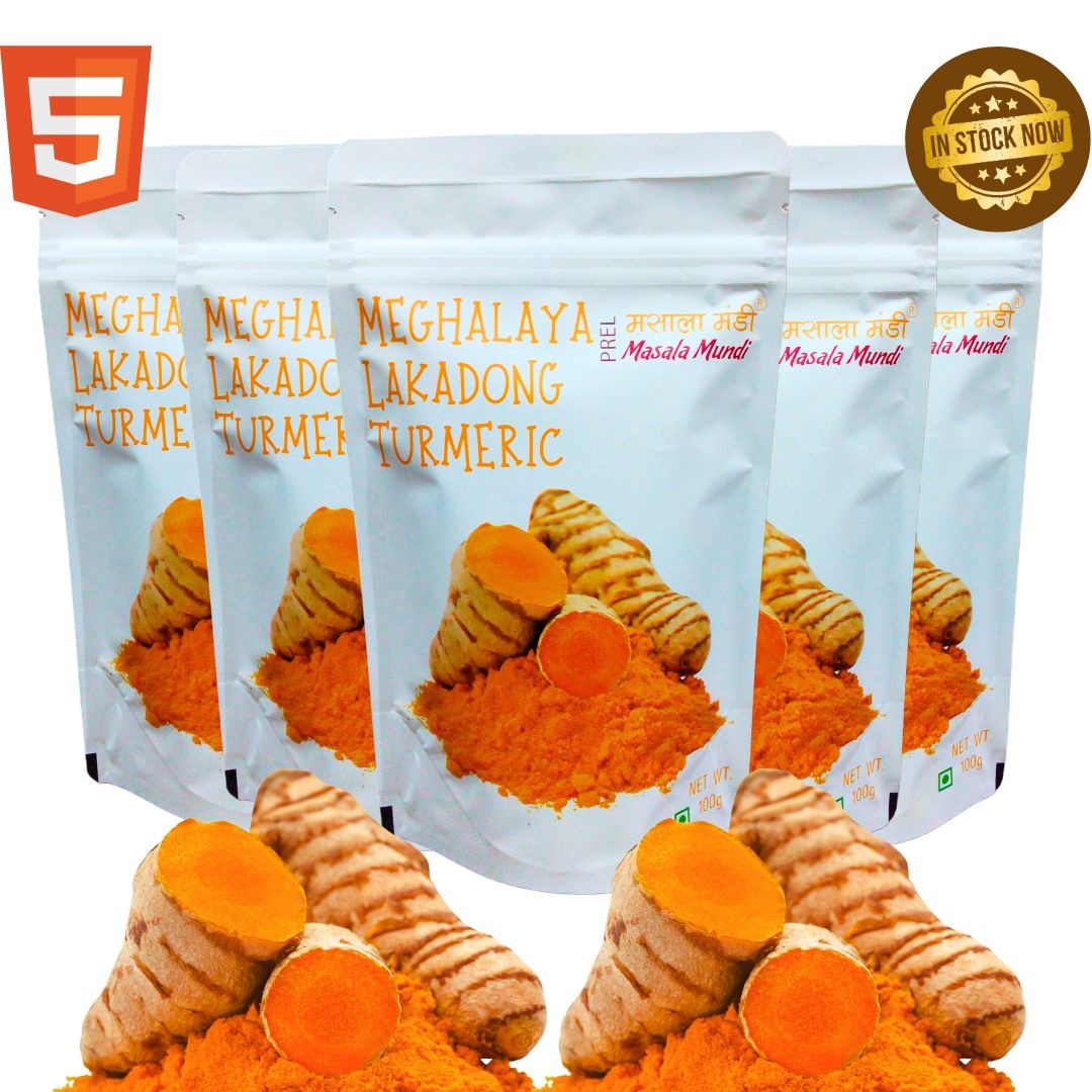 Masala Mundi Lakadong Turmeric Powder | 7+% Curcumin | Sourced from Jaintia Hills, Meghalaya 100GM (Pack of 5)