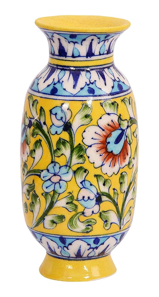 Blue Pottery Ceramic Flower Pot Vase for Living Room view 2