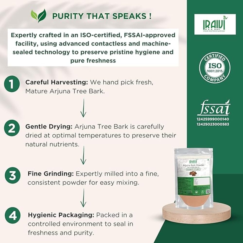 IRAIVI Premium Arjuna Bark Powder -100 gram for Wellness | Arjun Chhaal | Marutham Pattai | Pure & Natural by Iraivi Organics view 2