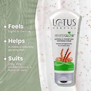 Lotus Herbals Whiteglow Oatmeal Yogurt Skin Whitening Scrub, 50G ( Pack Of 2 ) view 2