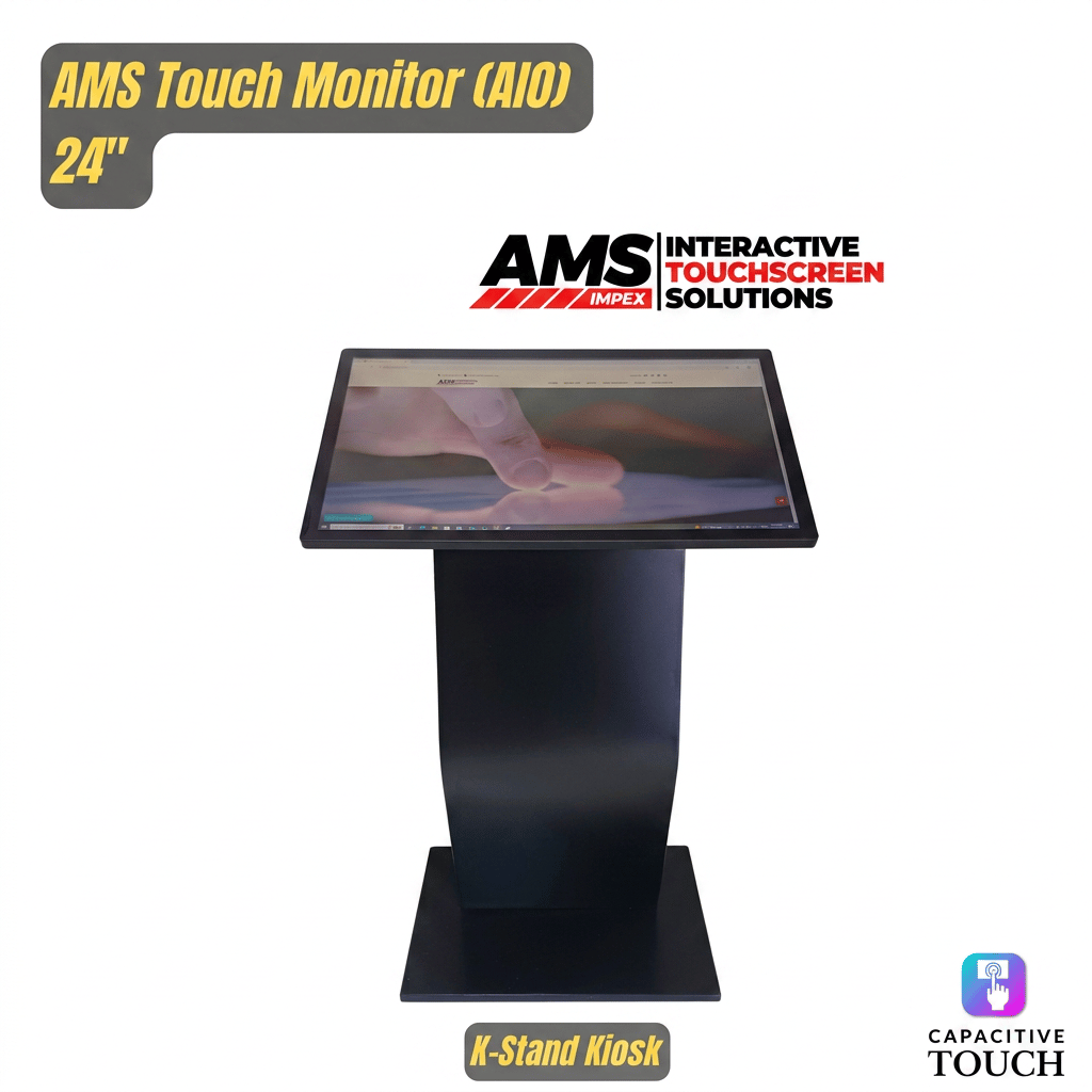 Kiosk Stand Base with 24" Inbulit Android Touch Monitor Stable Floor Standing, Multifuntional Kiosk Base | 24" Inbuilt Android Touch Monitor with Floor Kiosk view 2