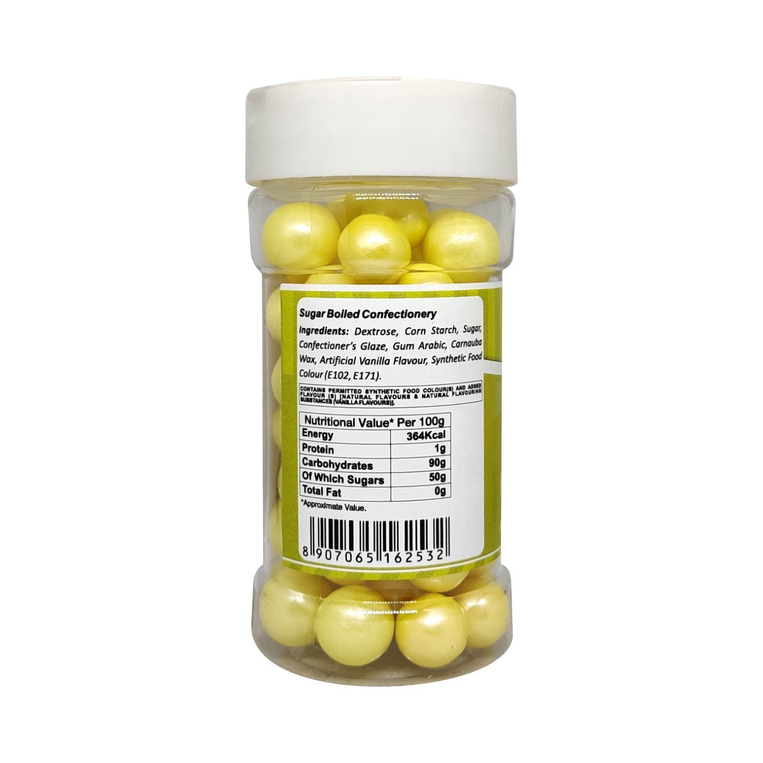 Puramio Glamour Balls Super Jumbo - Yellow (14mm) For Cake Decoration, 125 gm view 2
