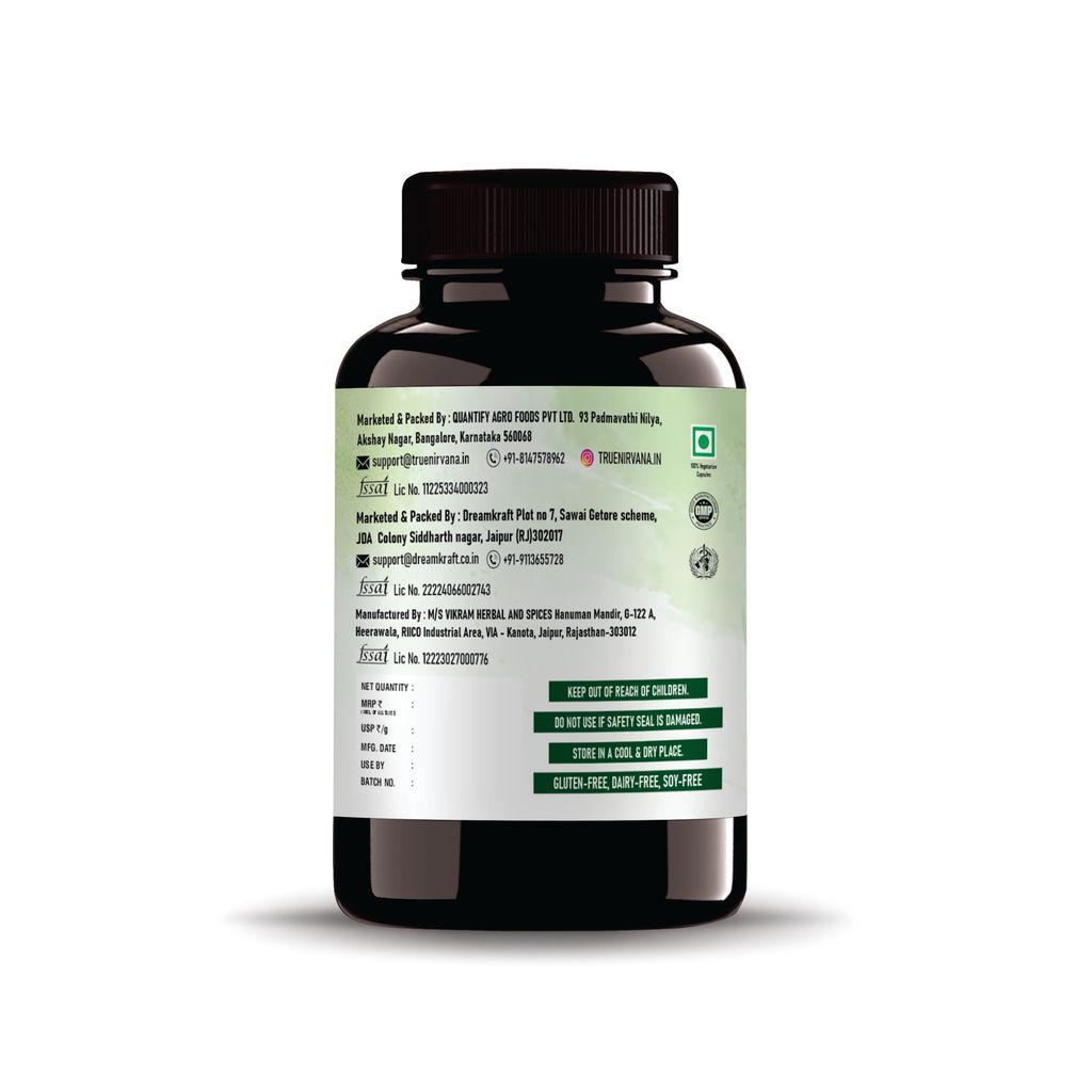 True Nirvana Moringa Extract Veg Capsules Complete Green Superfood, Nutritional Supplement 60 Capsules view 2