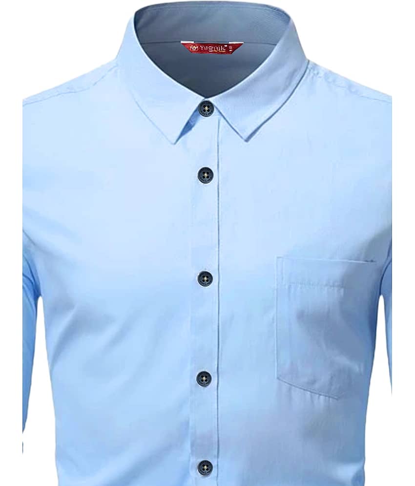 Yugnik Cotton Blend Slim Fit Full Sleeves Men's Formal Shirt - Mint Green ( Pack of 1 ) view 2