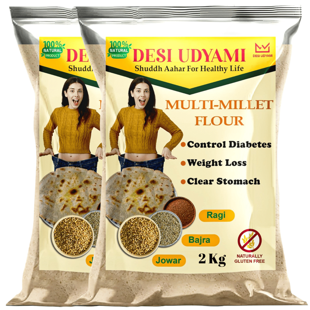 Desi Udyami's Multi Millet Atta - Gluten-Free, Diabetic-Friendly, Weight Loss & Cholesterol Control Flour | 4 kg (pack of 4)