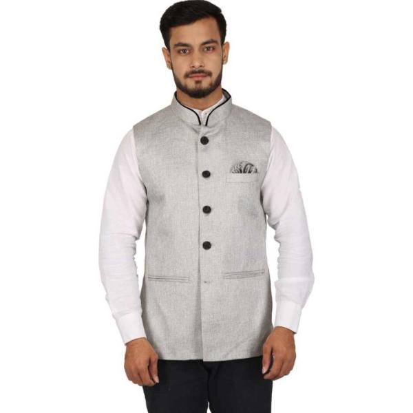 Men's Stylish Plain Sleeveless White Jacket