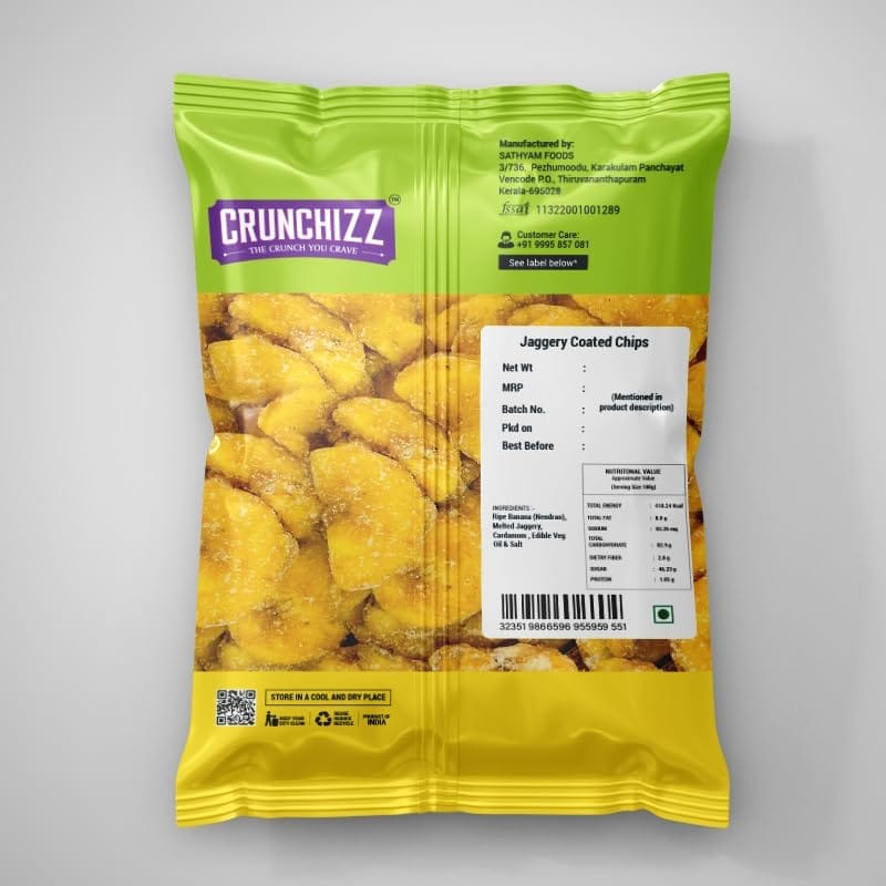 CRUNCHIZZ Snacks - Buy 3 Get 1 FREE Offers - Authentic Kerala Style Yellow Banana Chips I Traditional South Indian Recipe I No Artificial Additives or Preservatives I Perfect Munchy Bites I 140 Grams x 4 Packs I view 2