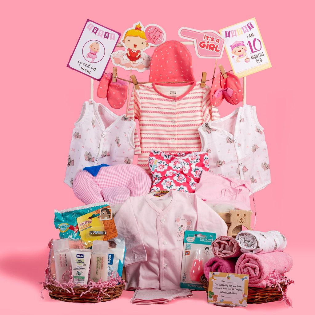 The Baby First Box Newborn Baby Essential Kit - 25 Items | Summer Kit (Girls) view 2