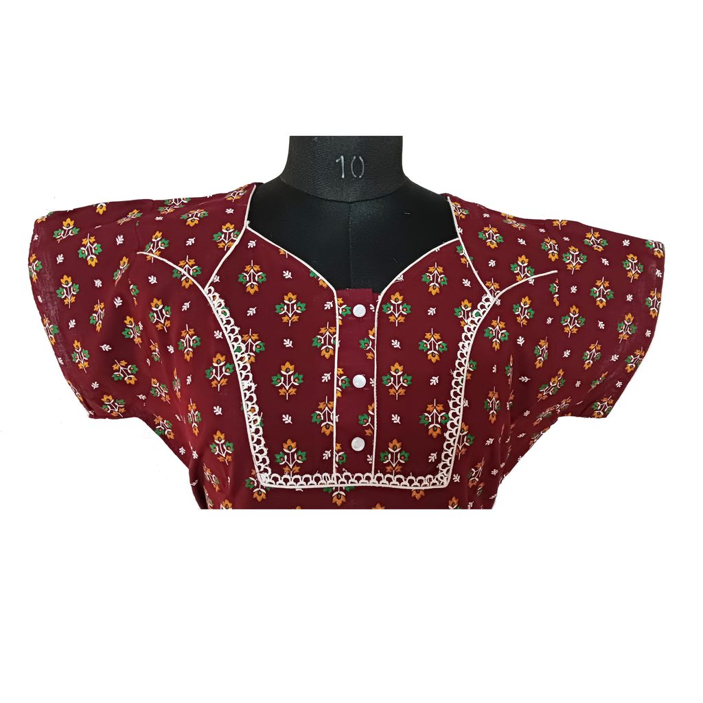 Keshav pure cotton dark print xl size v neck eith button women nighty view 2